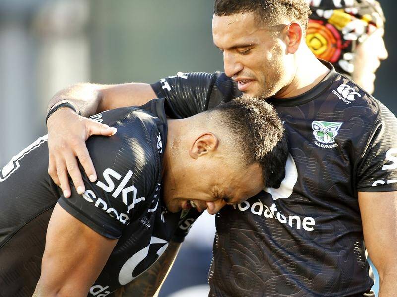 Ken Maumalo (L) made an emotional farewell to the Warriors ahead of mid-season move to Wests Tigers.