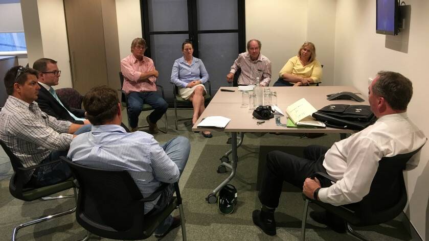Border Rivers irrigators and Northern Tablelands MP Adam Marshall meeting with Deputy prime Minister and Water Minister Barnaby Joyce recently.