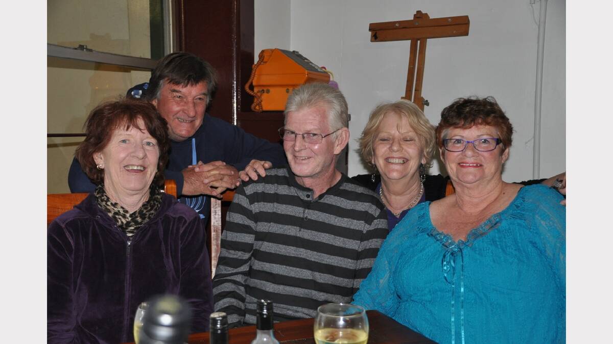 Kathy Halliday, Tony Airs, Barbara Airs, Tony Halliday and Jenny Watson at the Royal Hotel.