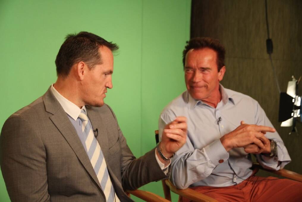Jamie McIntyre (left) with Arnold Schwarzenegger last week.
